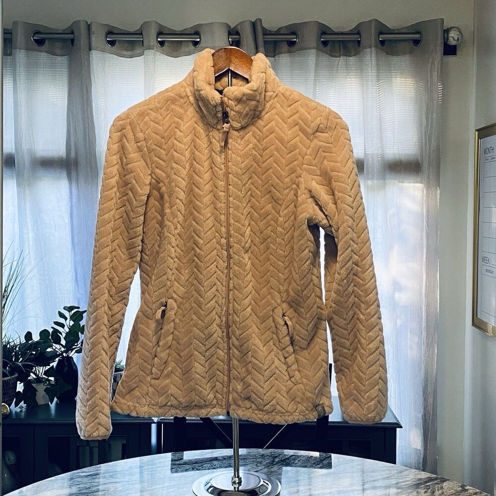 FREE COUNTRY Women's Rose Color Sherpa Jacket Plush Small Full Zip Pre Owned